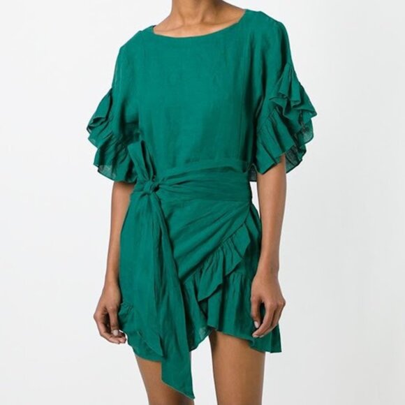 Isabel Marant Etoile Delicia Dress in Green Size 6 - Picture 1 of 3